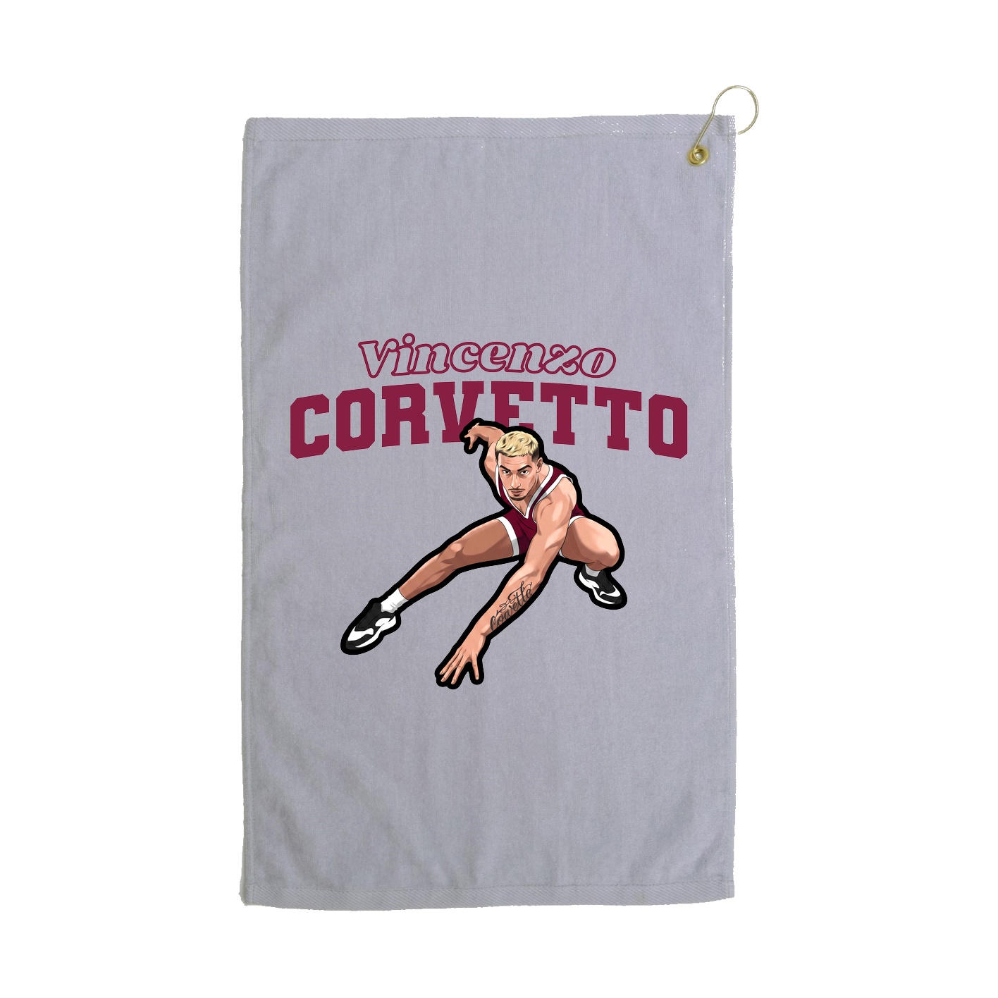 Golf Towel — Name Arch in Grey