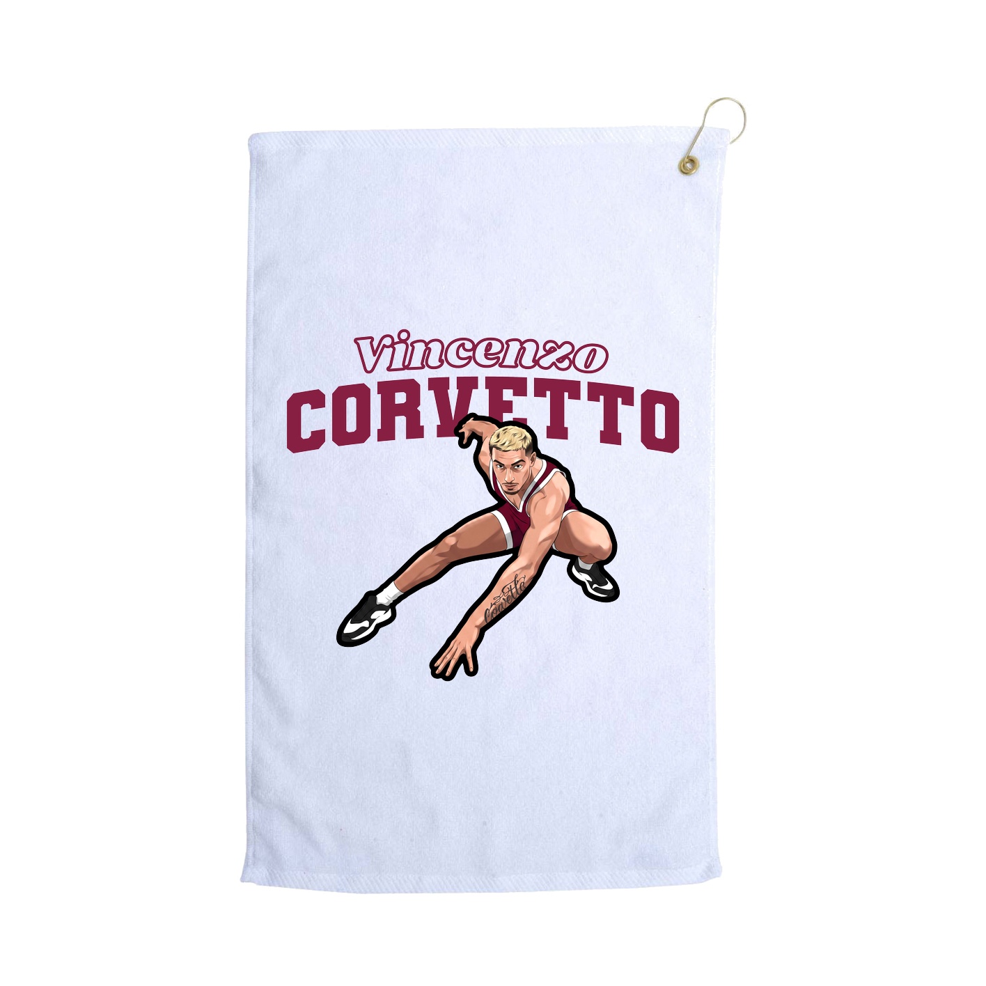 Golf Towel — Name Arch in White