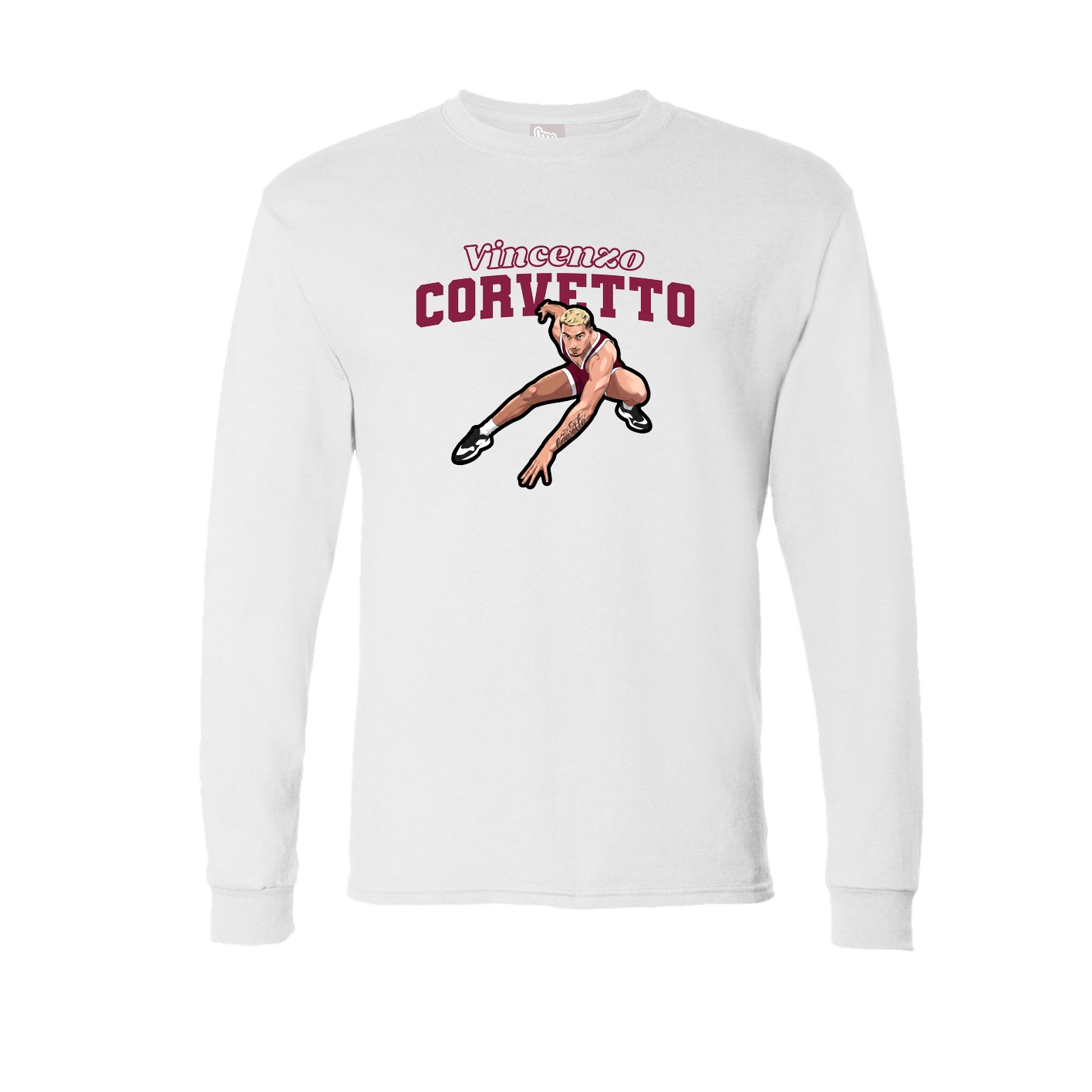 Long Sleeve Tee — Name Arch in White