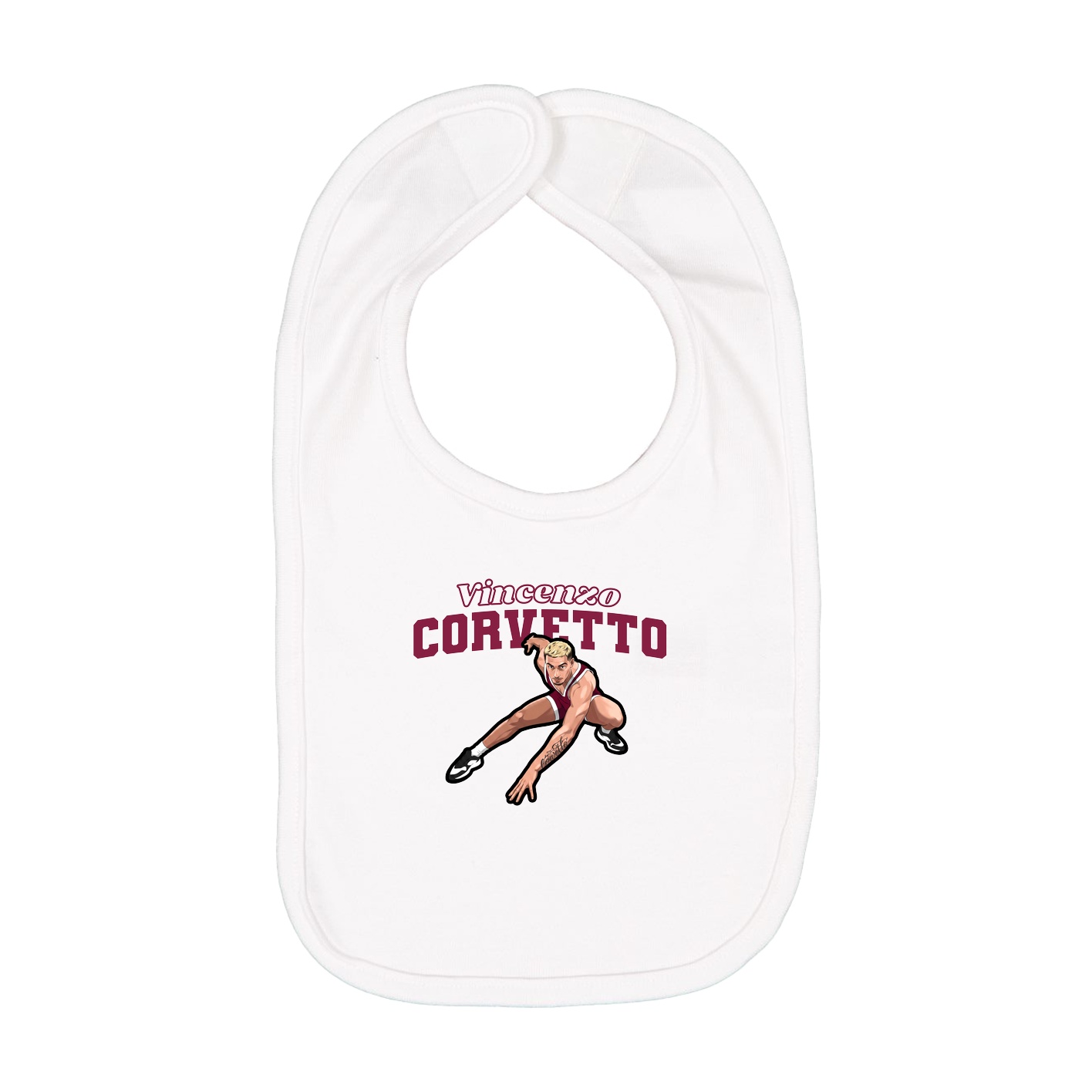 Infant Bib — Name Arch in White