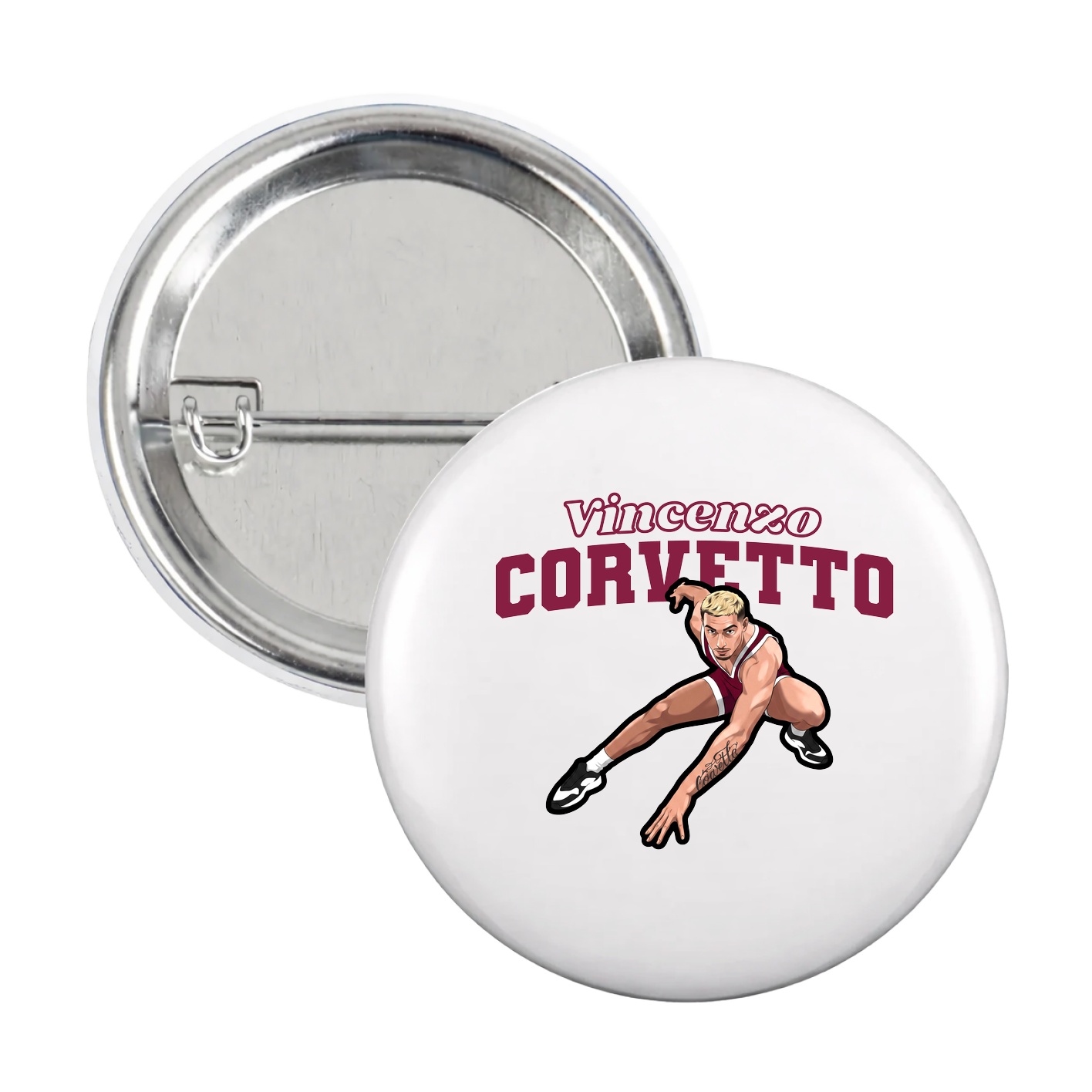 Game Day Button — Name Arch in White