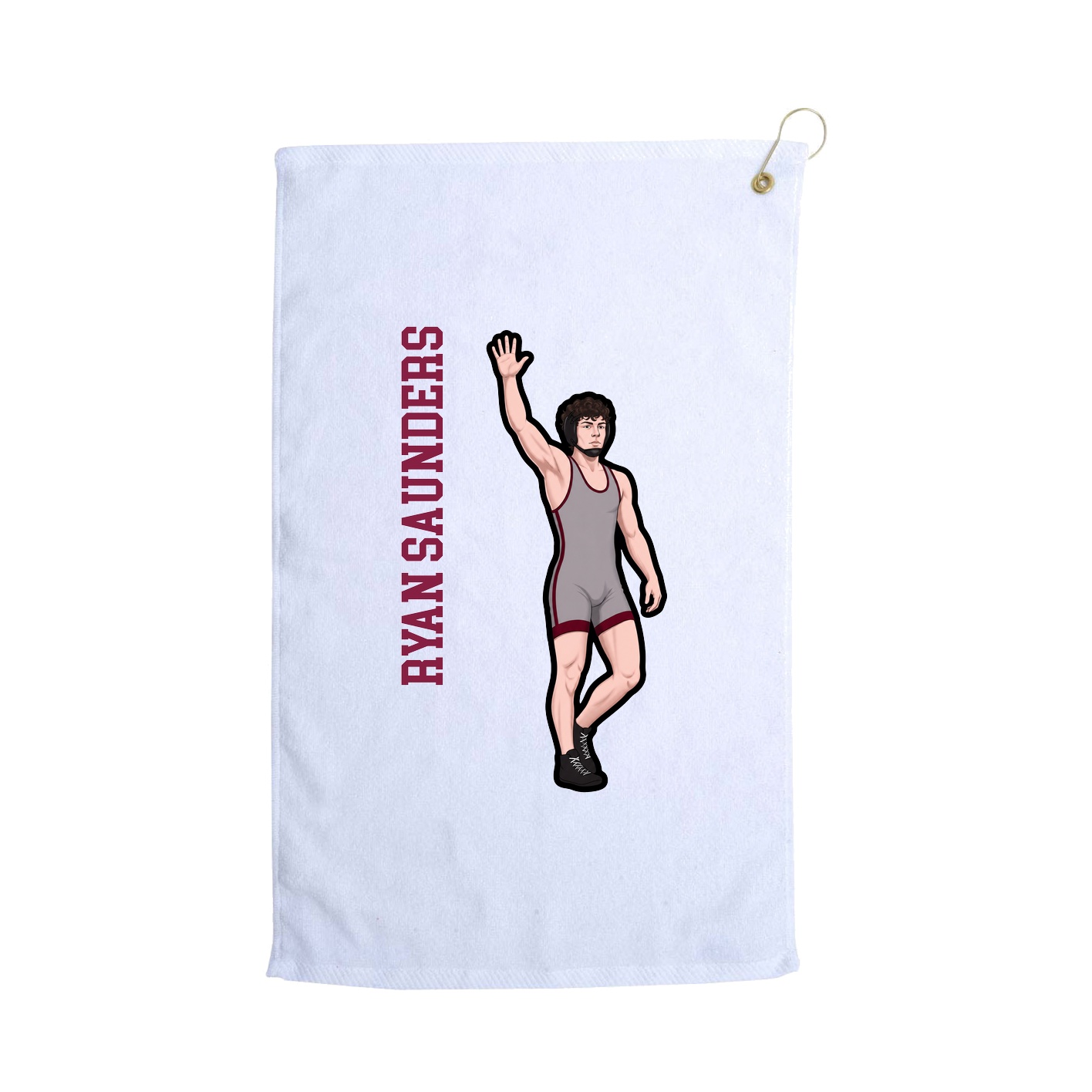 Golf Towel — Name Vertical in White