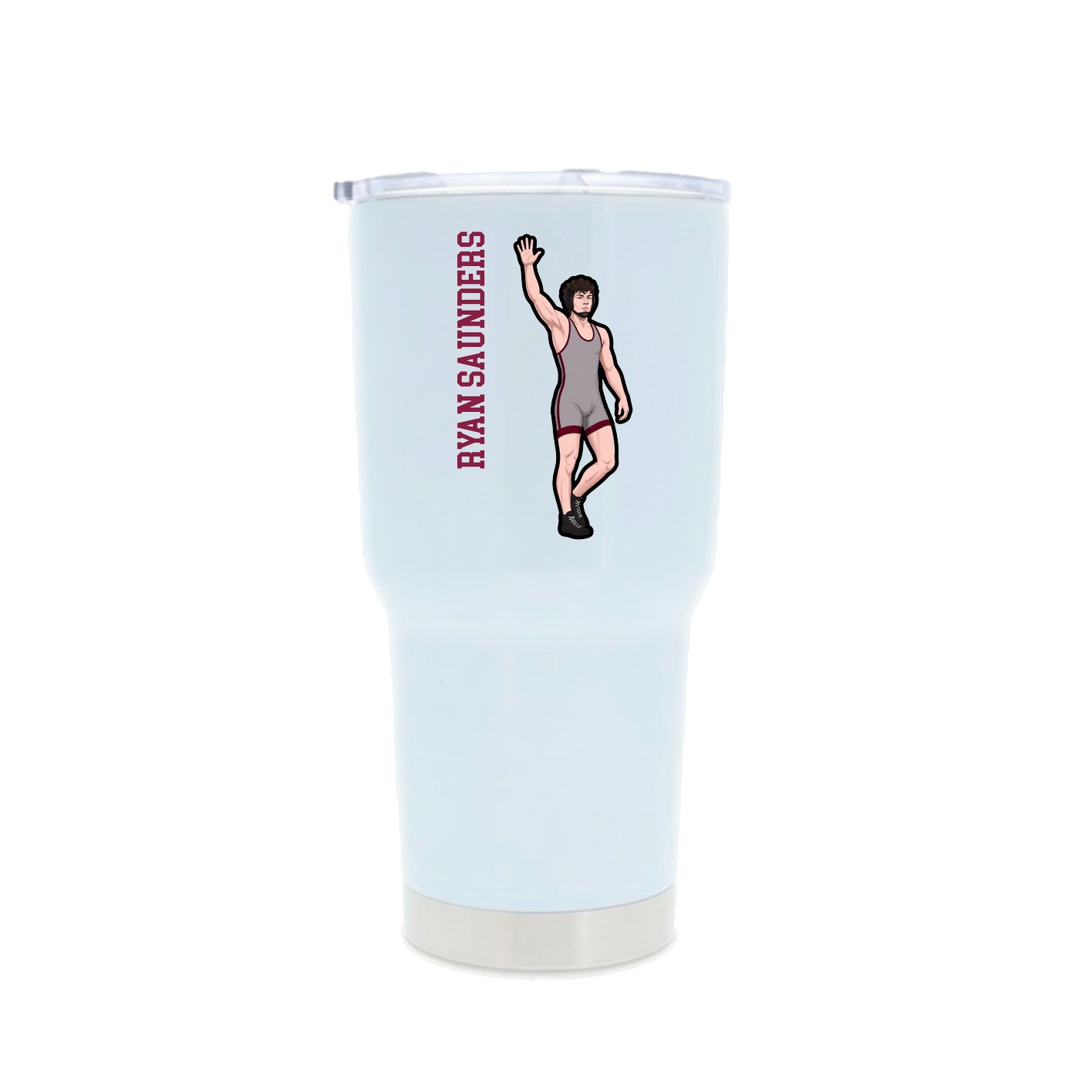30oz Stainless Steel Tumbler — Name Vertical in White