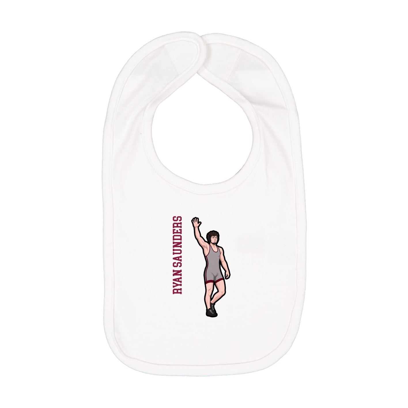 Infant Bib — Name Vertical in White