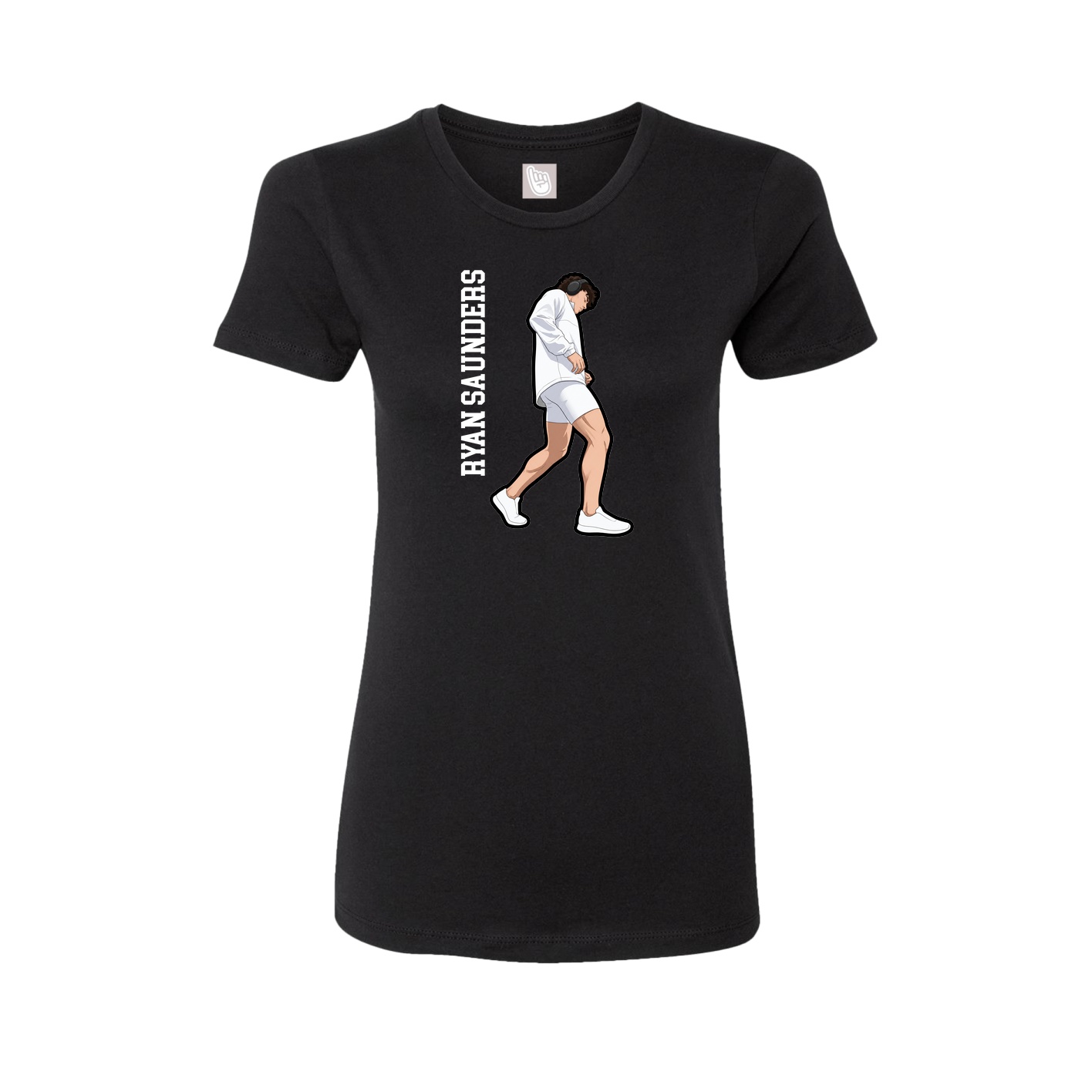 Fitted Women's Tee — Name Vertical in Black