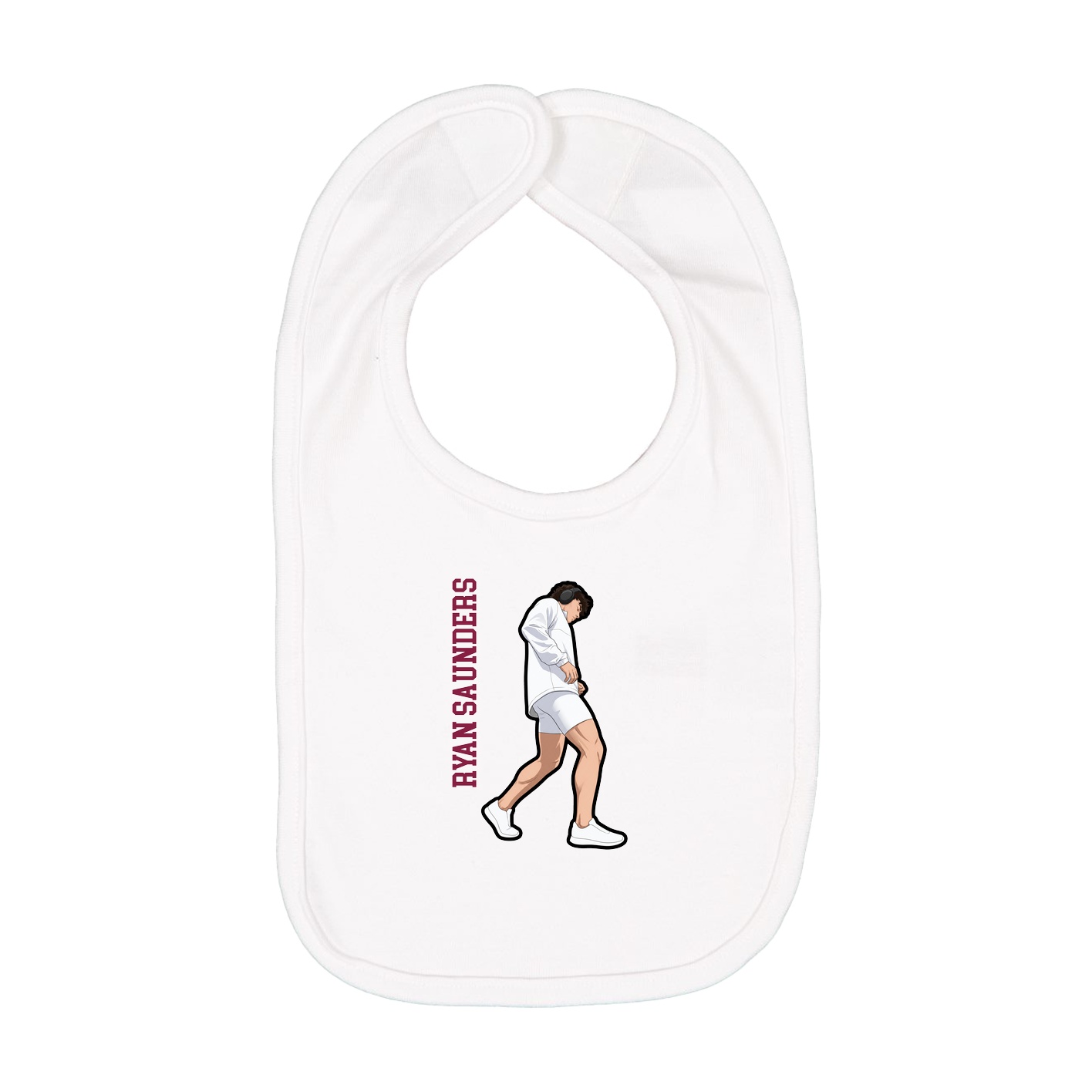 Infant Bib — Name Vertical in White