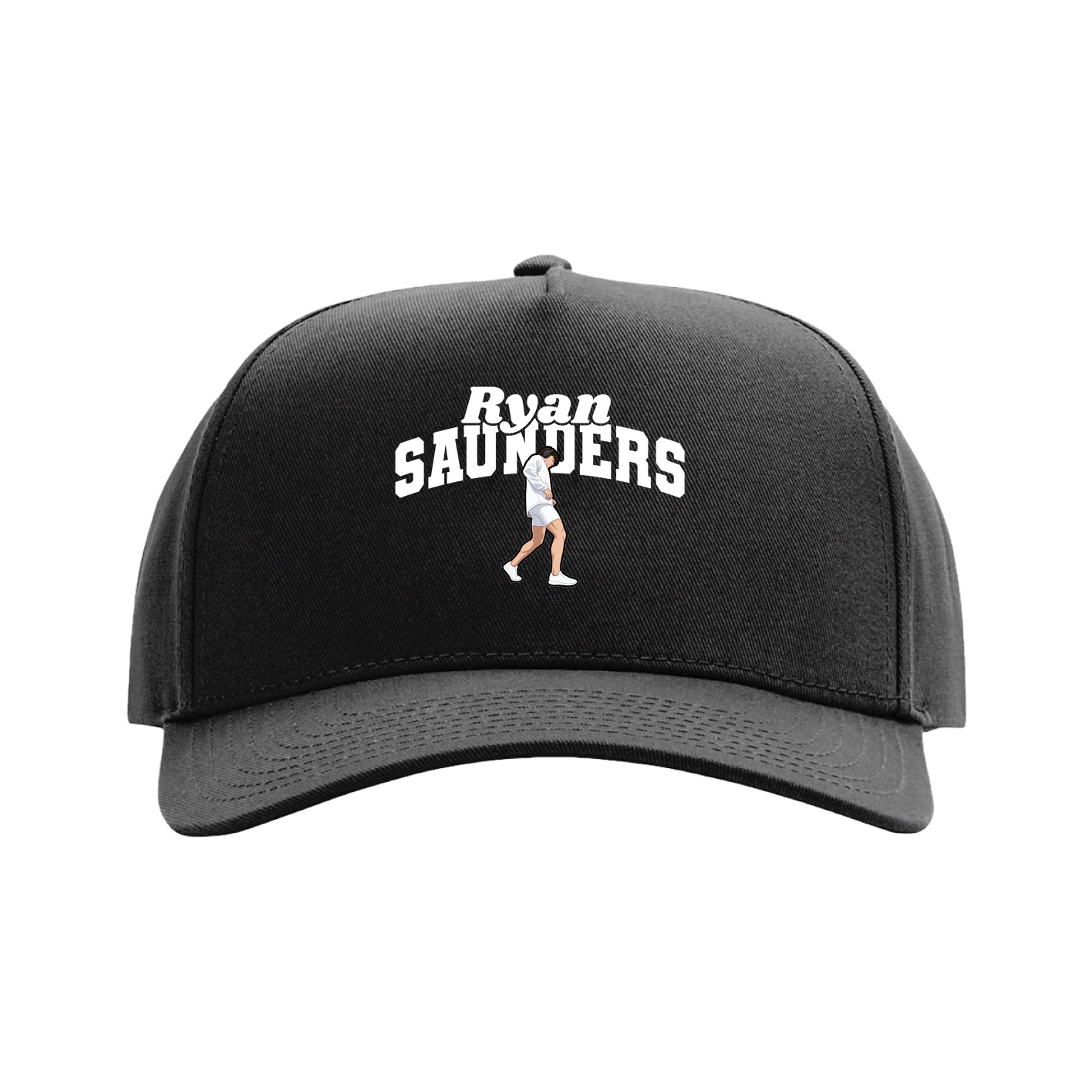 Full Fabric Five-Panel Champ Cap — Signature Arch in Black