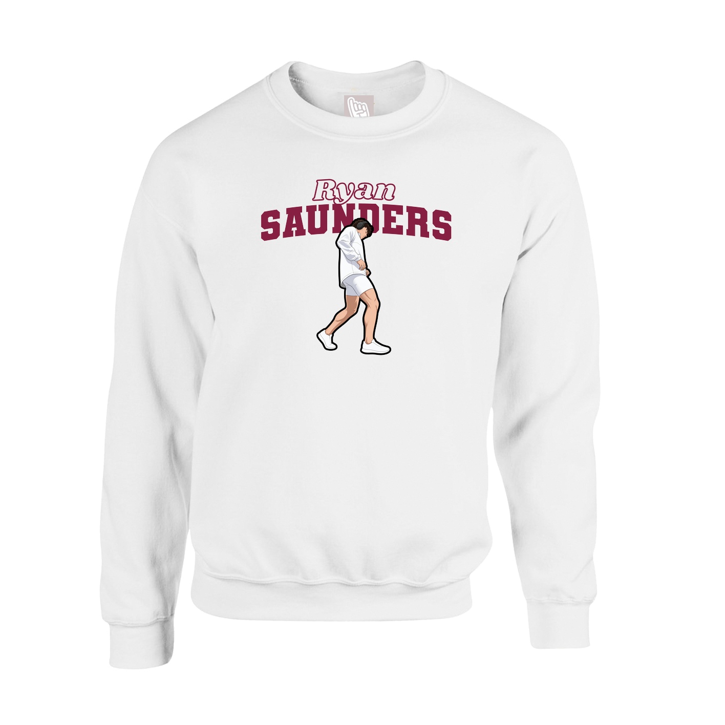 Fleece Crew — Name Arch in White