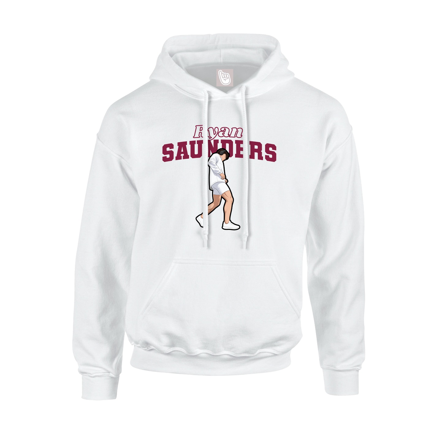 Youth Hoodie — Name Arch in White