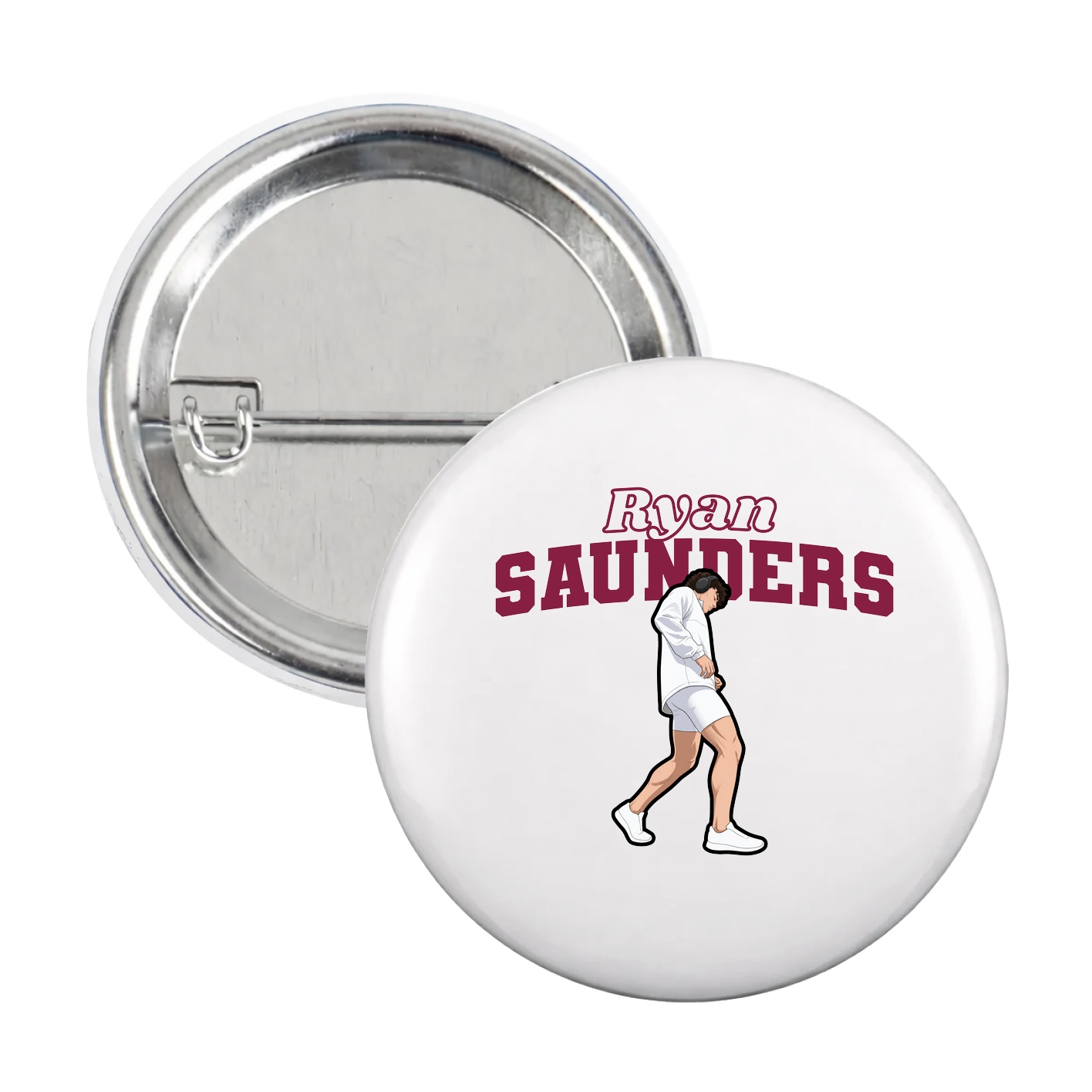 Game Day Button — Name Arch in White