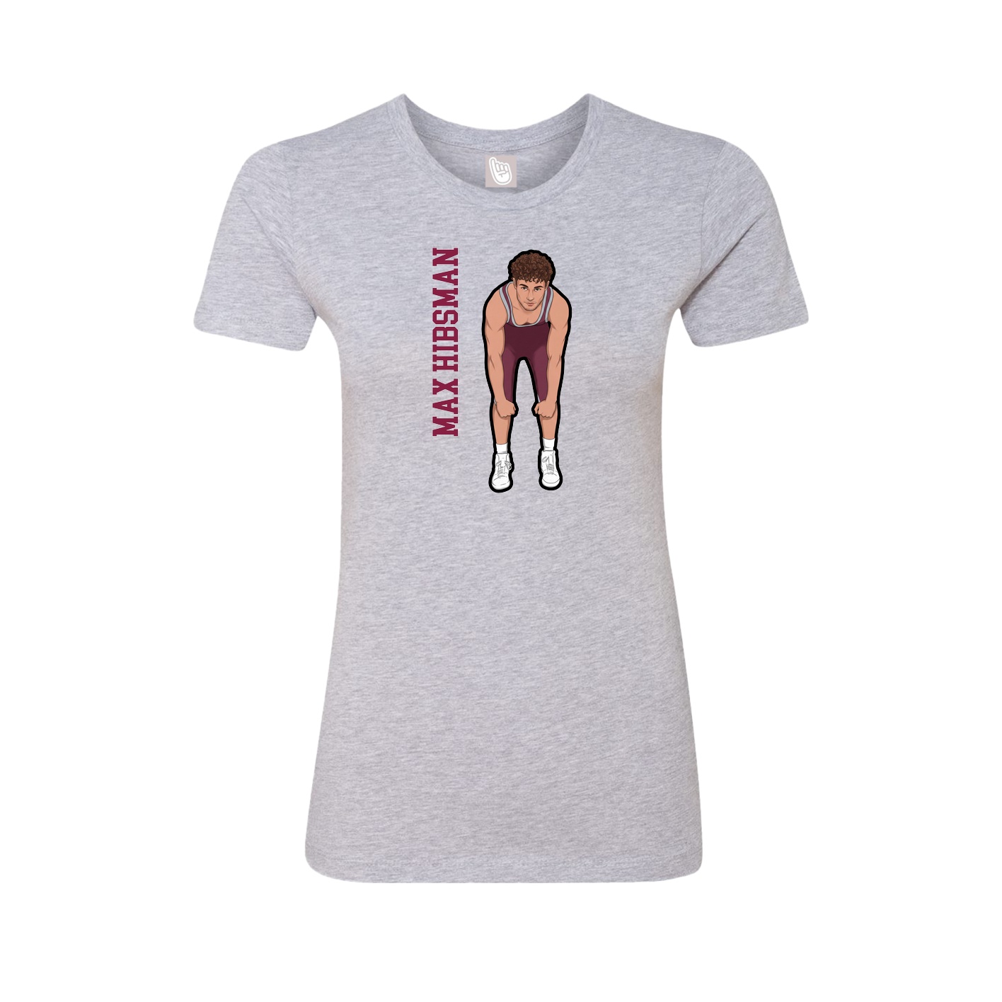 Fitted Women's Tee — Name Vertical in Grey