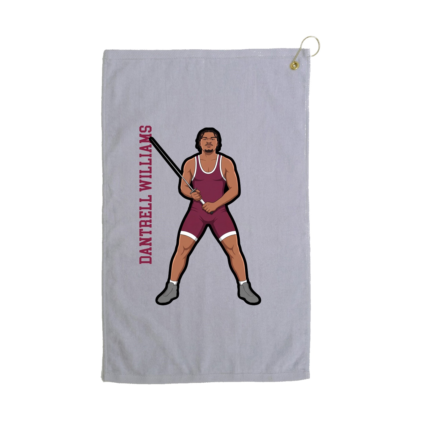 Golf Towel — Name Vertical in Grey
