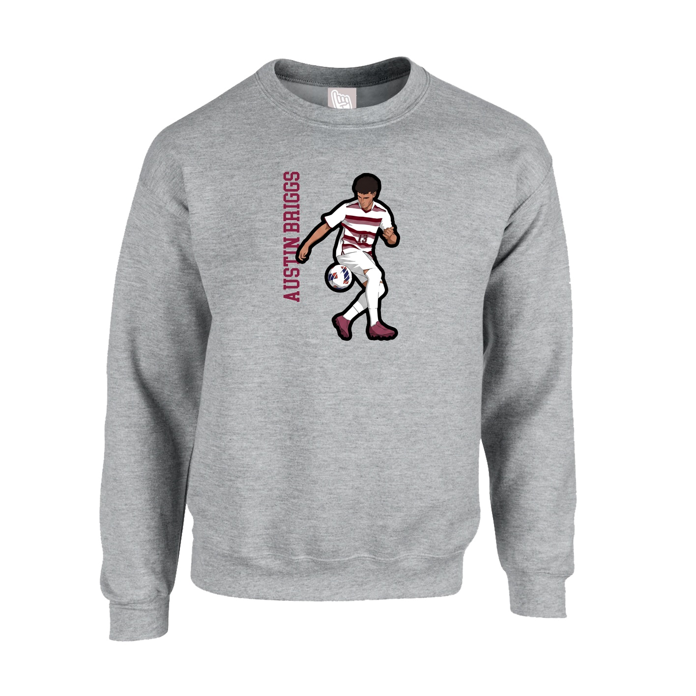 Fleece Crew — Name Vertical in Grey