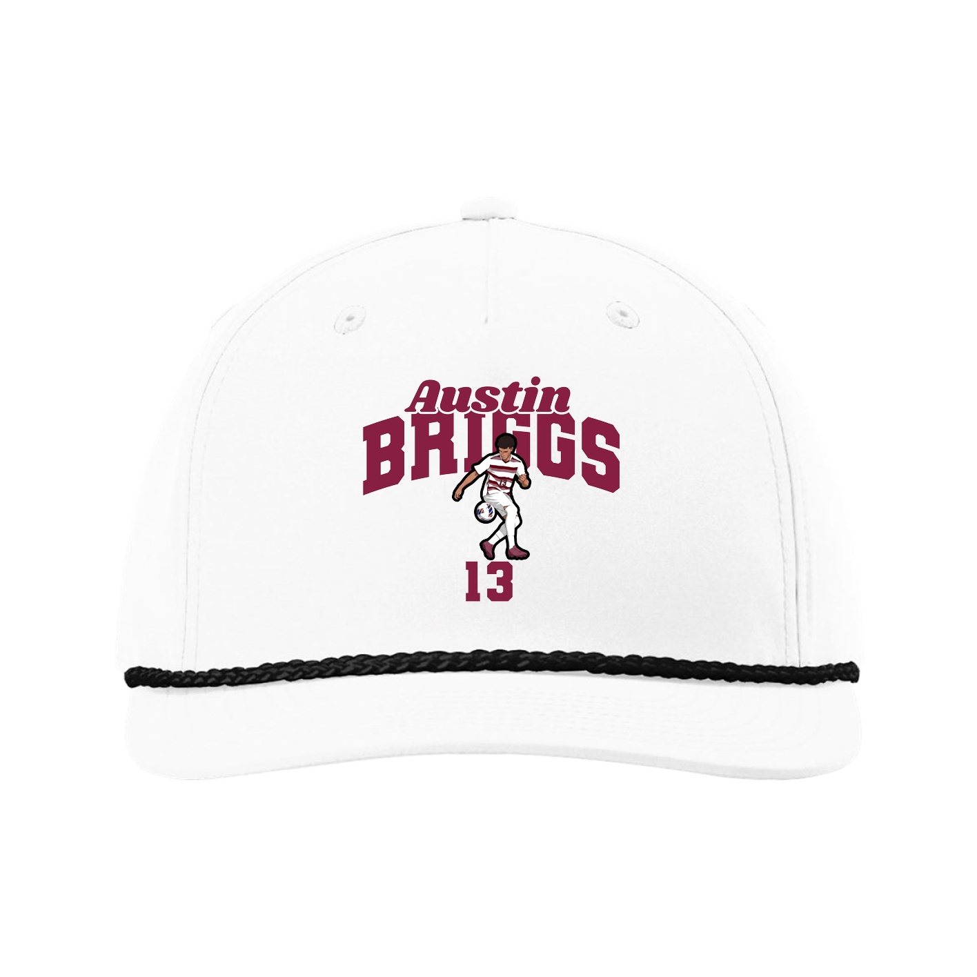 Five-Panel Classic Rope Cap — Signature Arch in White