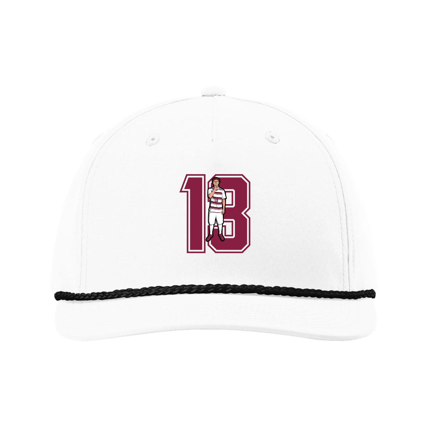 Five-Panel Classic Rope Cap — Number in White
