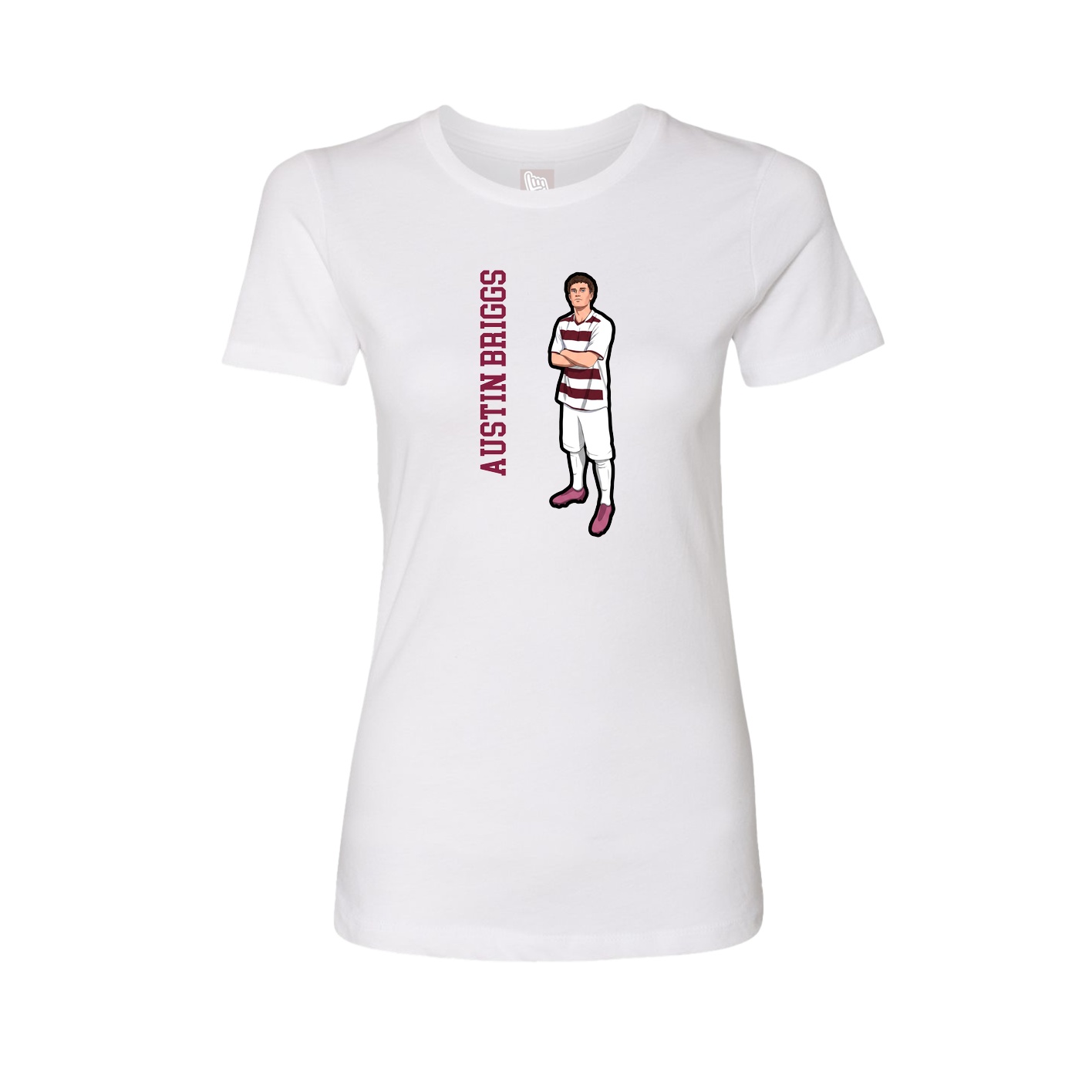 Womens Tee — Name Vertical in White