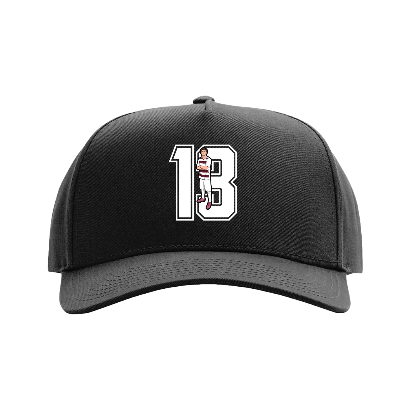 Full Fabric Five-Panel Champ Cap — Number in Black