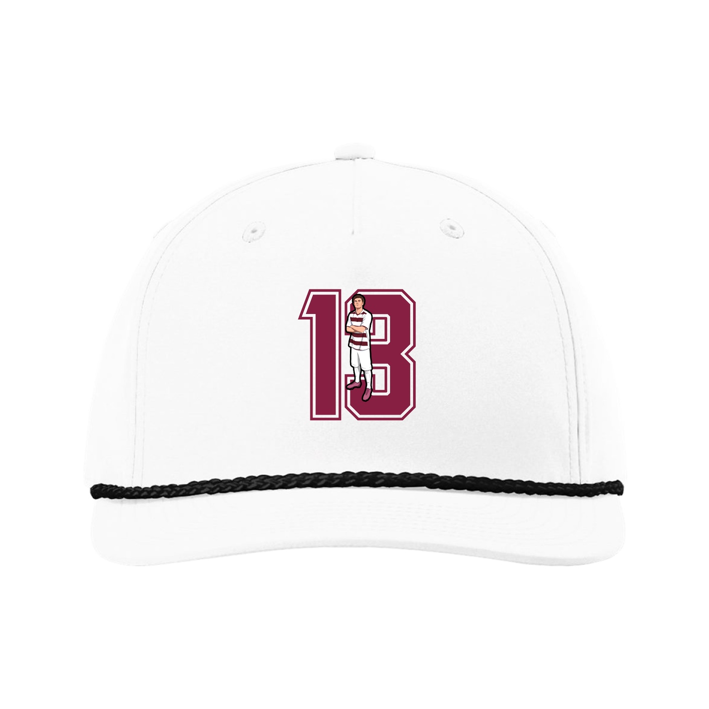 Five-Panel Classic Rope Cap — Number in White
