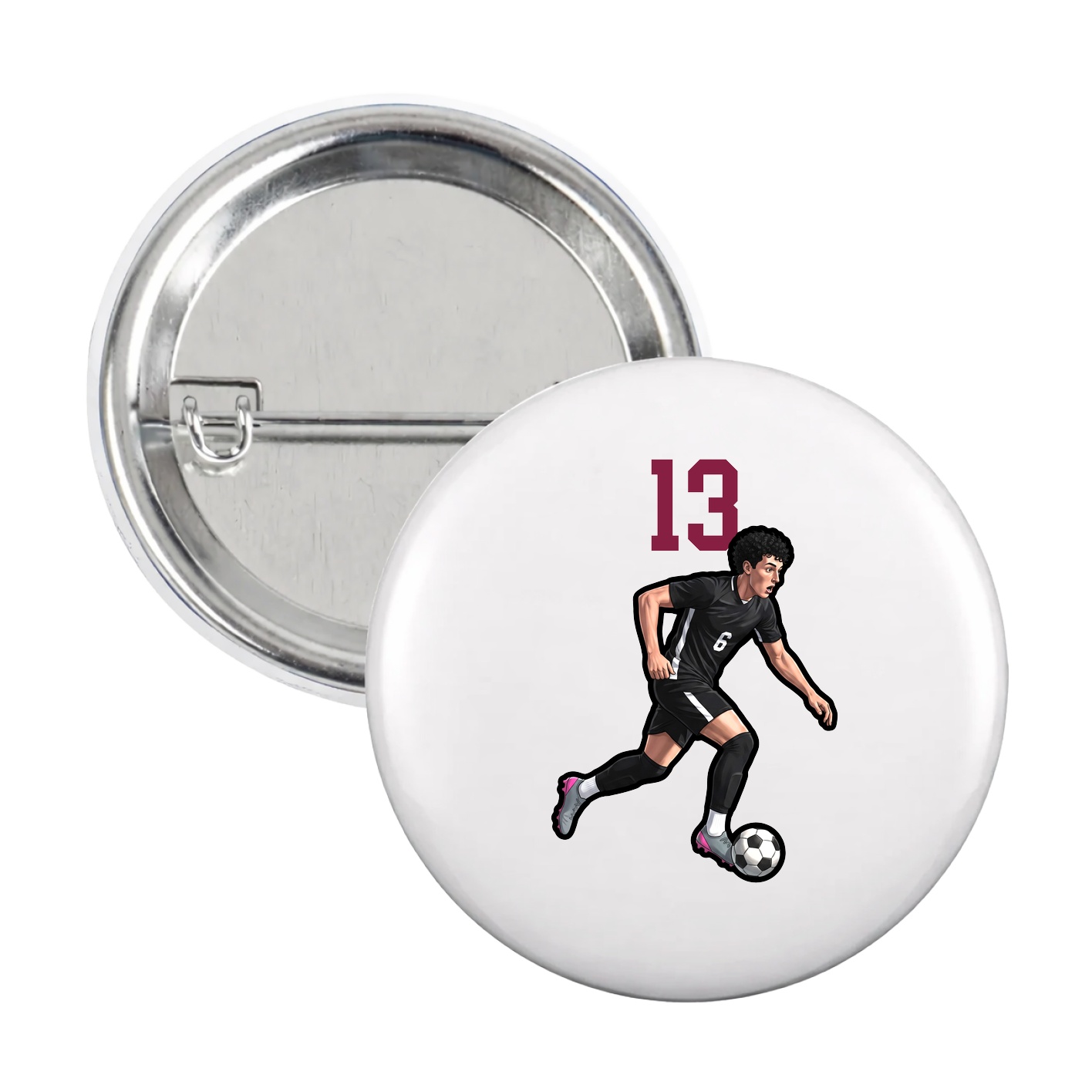 Game Day Button — Number Top in White