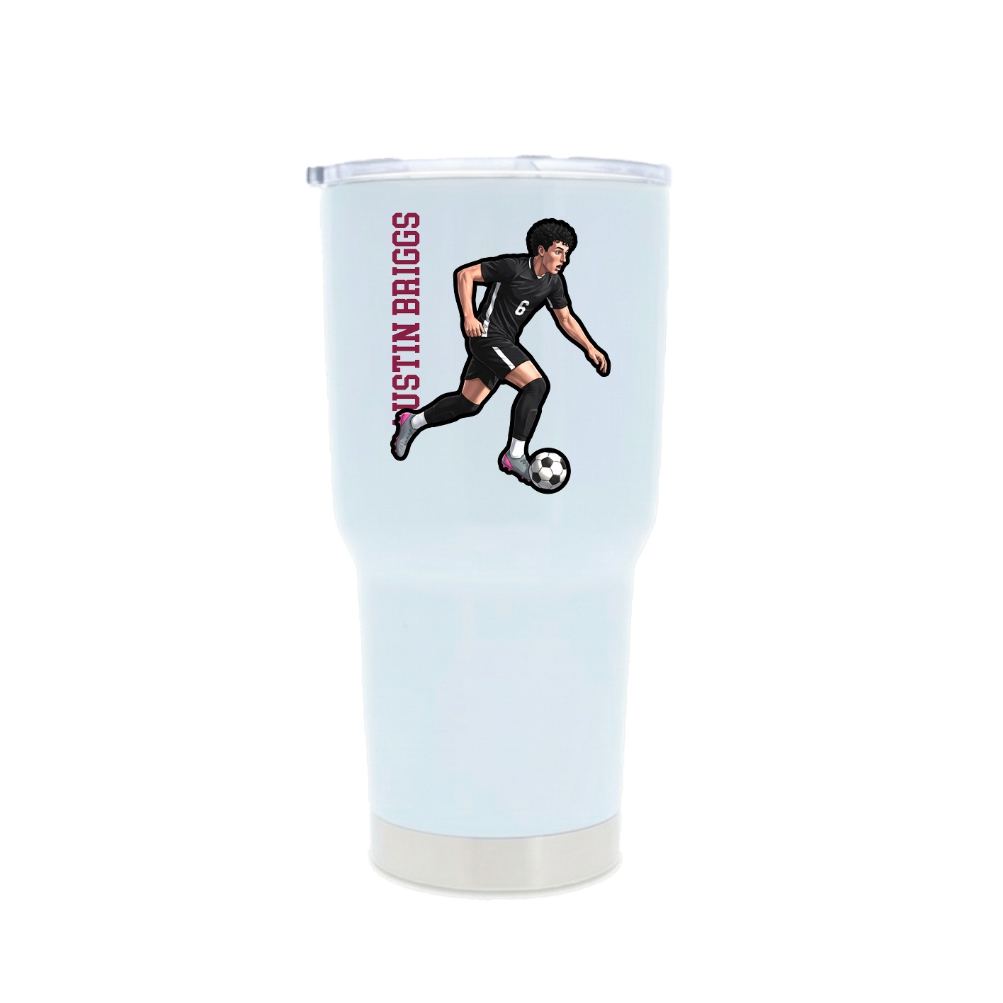 30oz Stainless Steel Tumbler — Name Vertical in White