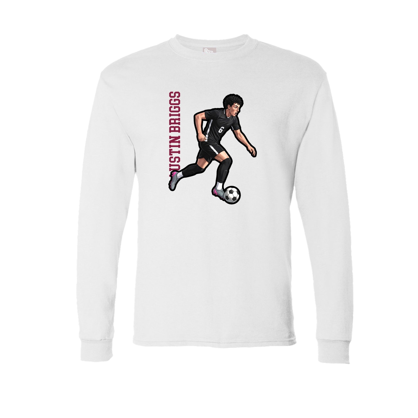 Long Sleeve Tee — Name Vertical in White