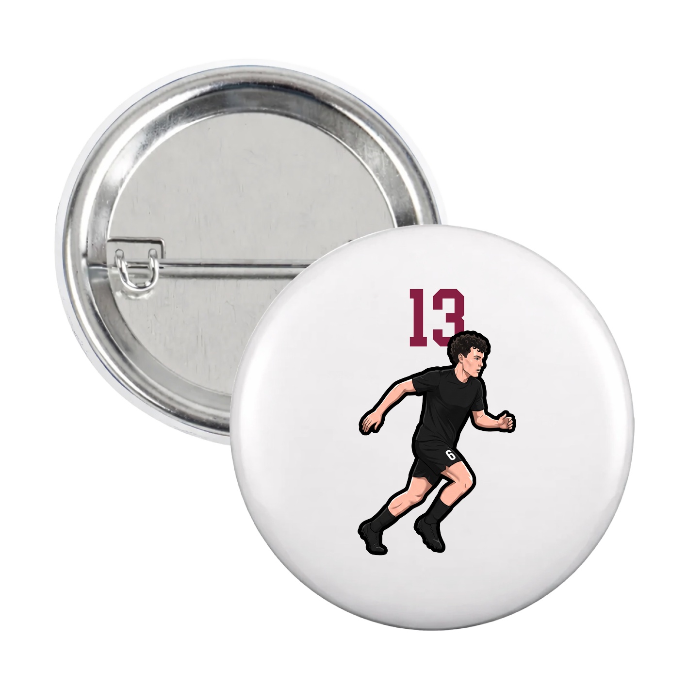 Game Day Button — Number Top in White