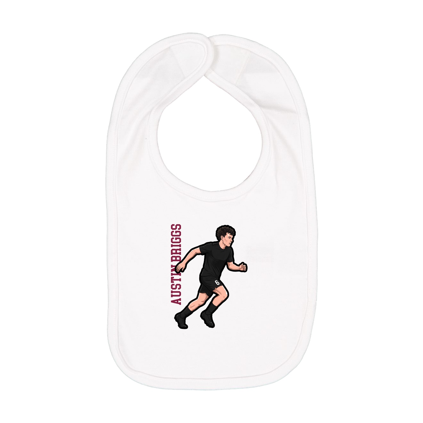 Infant Bib — Name Vertical in White