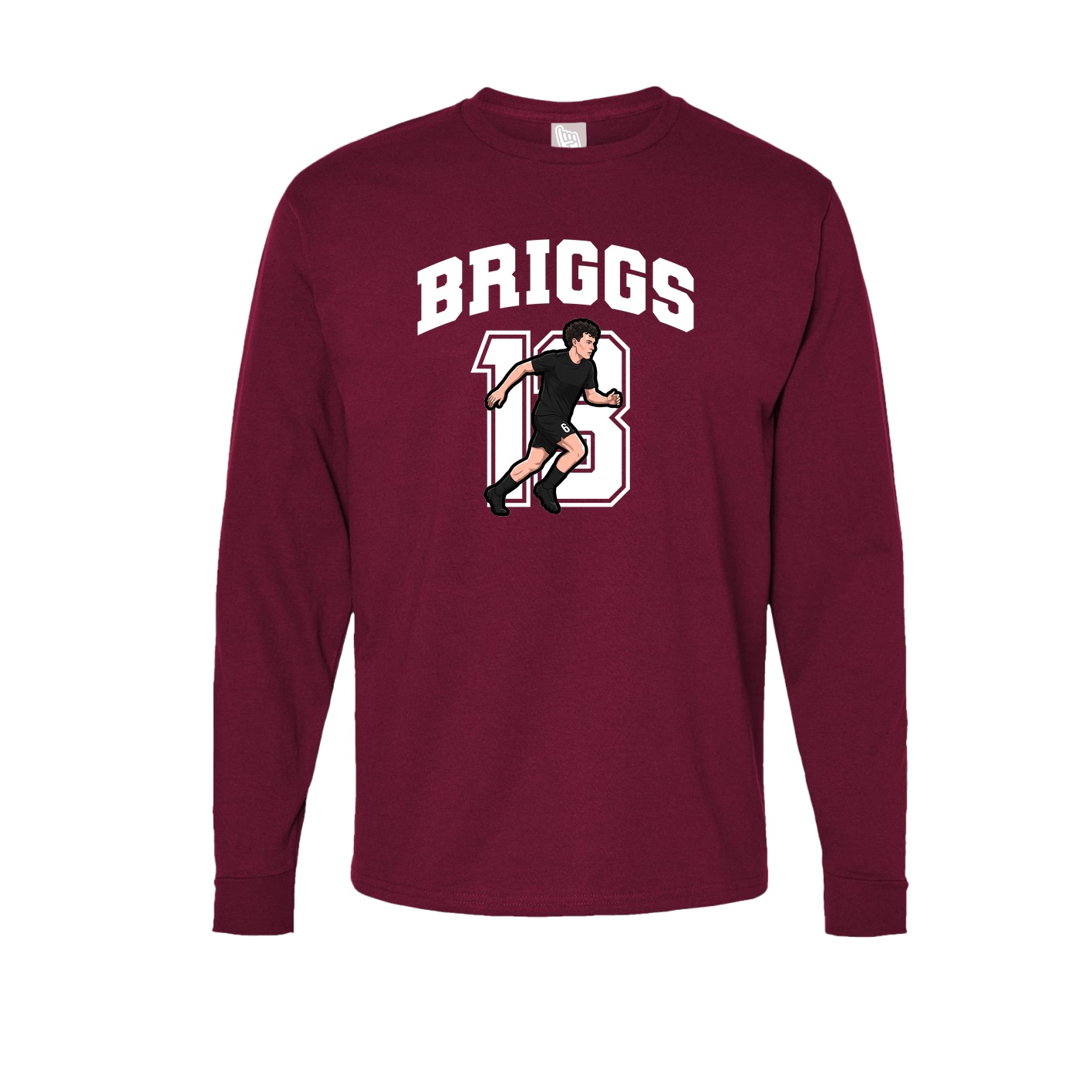 Long Sleeve Tee — Number in Cardinal