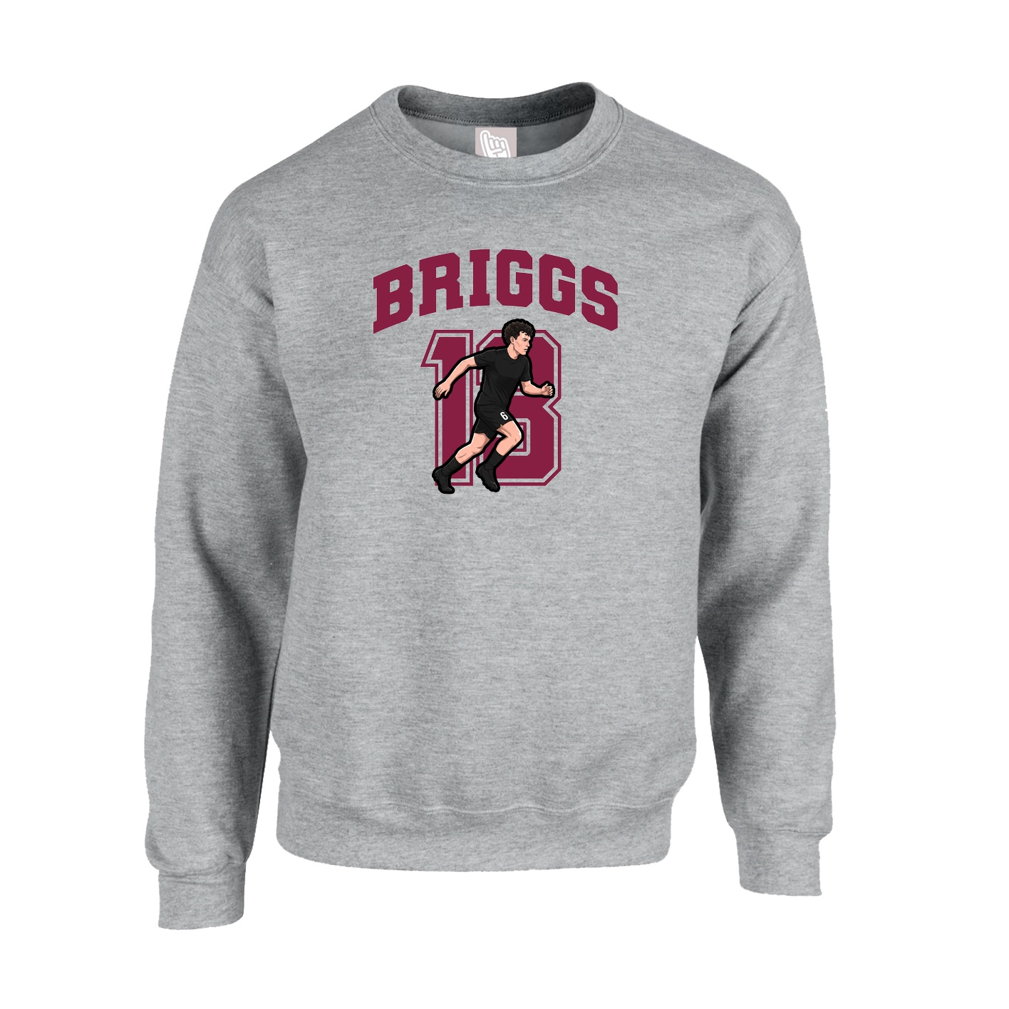Fleece Crew — Number in Grey