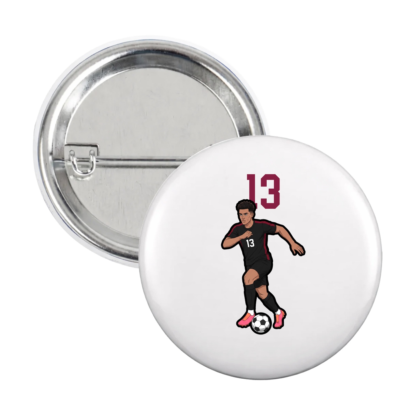 Game Day Button — Number Top in White