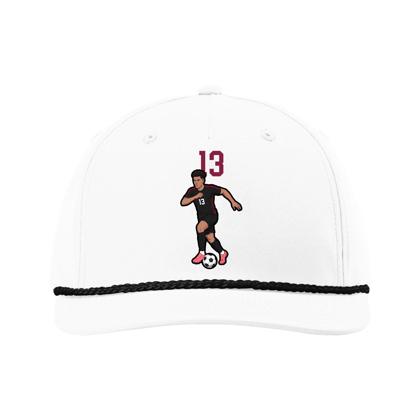 Five-Panel Classic Rope Cap — Number Top in White