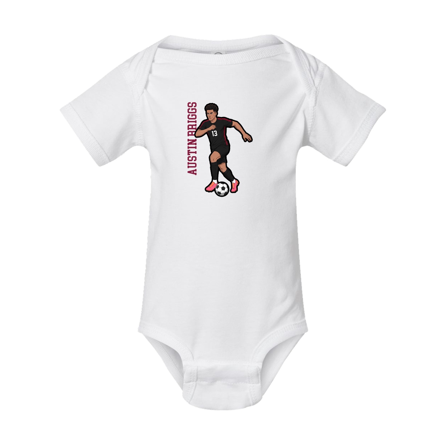 Baby Onesie — Name Vertical in White