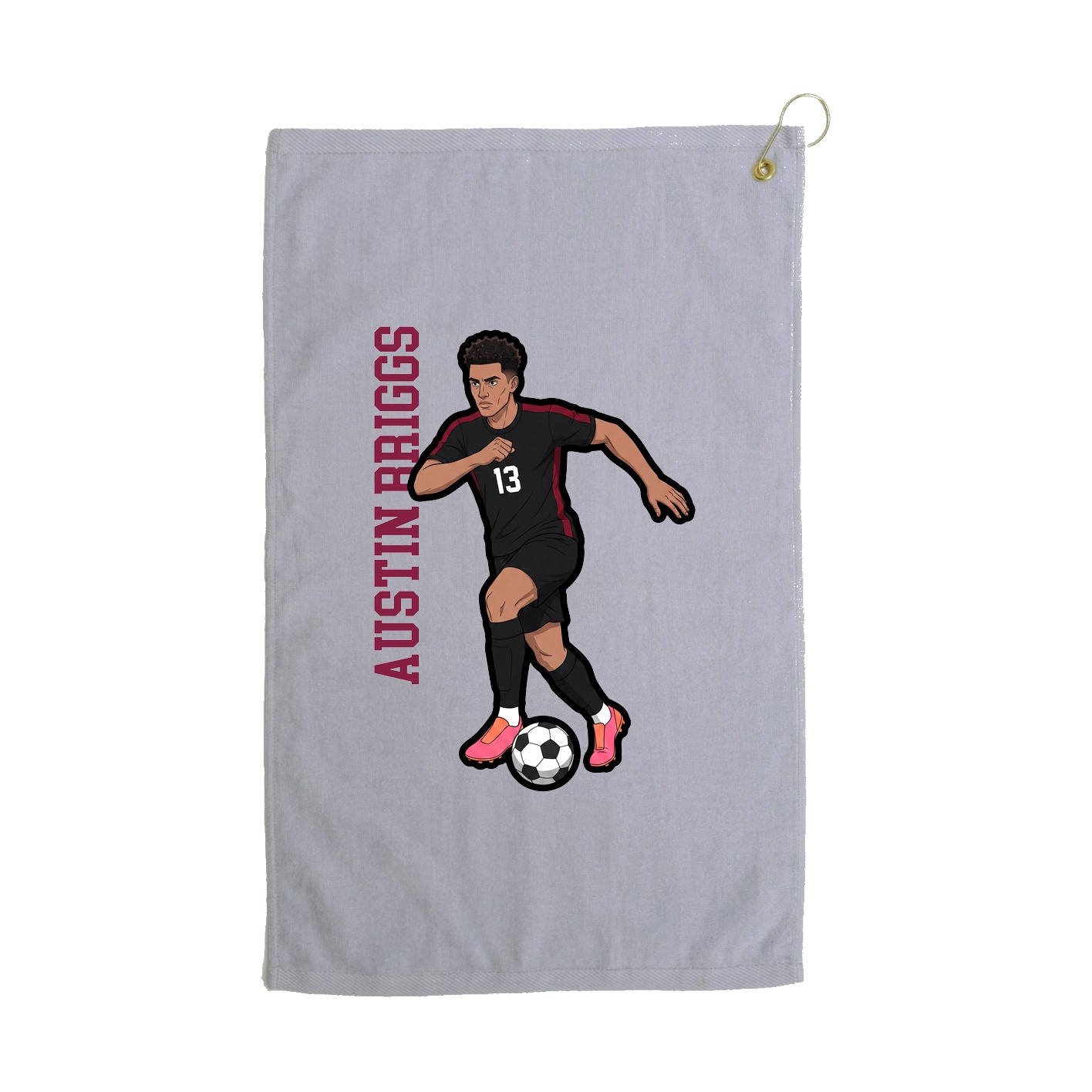 Golf Towel — Name Vertical in Grey