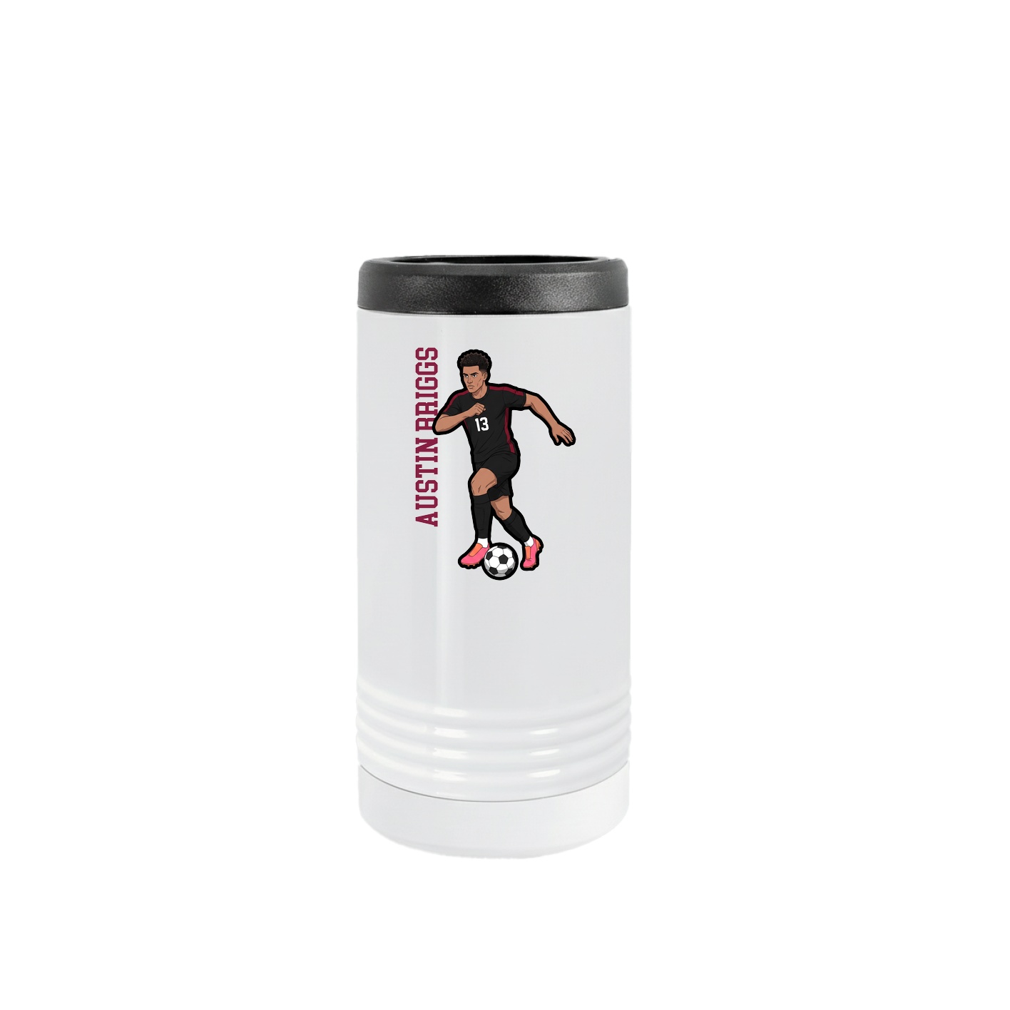 Slim Beverage Holder — Name Vertical in White