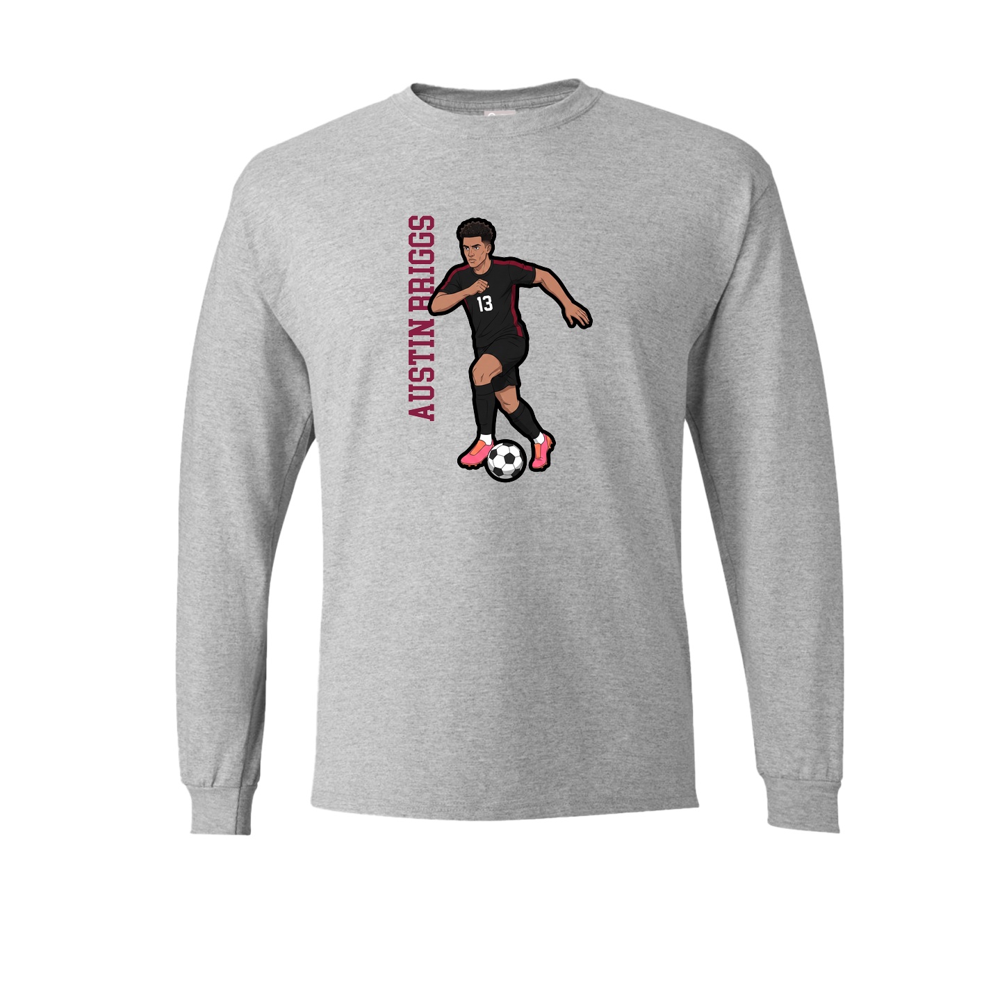 Long Sleeve Tee — Name Vertical in Grey