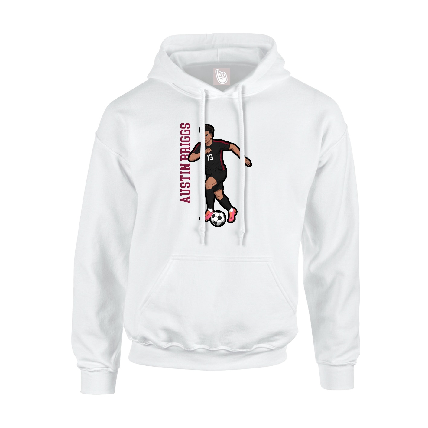 Youth Hoodie — Name Vertical in White