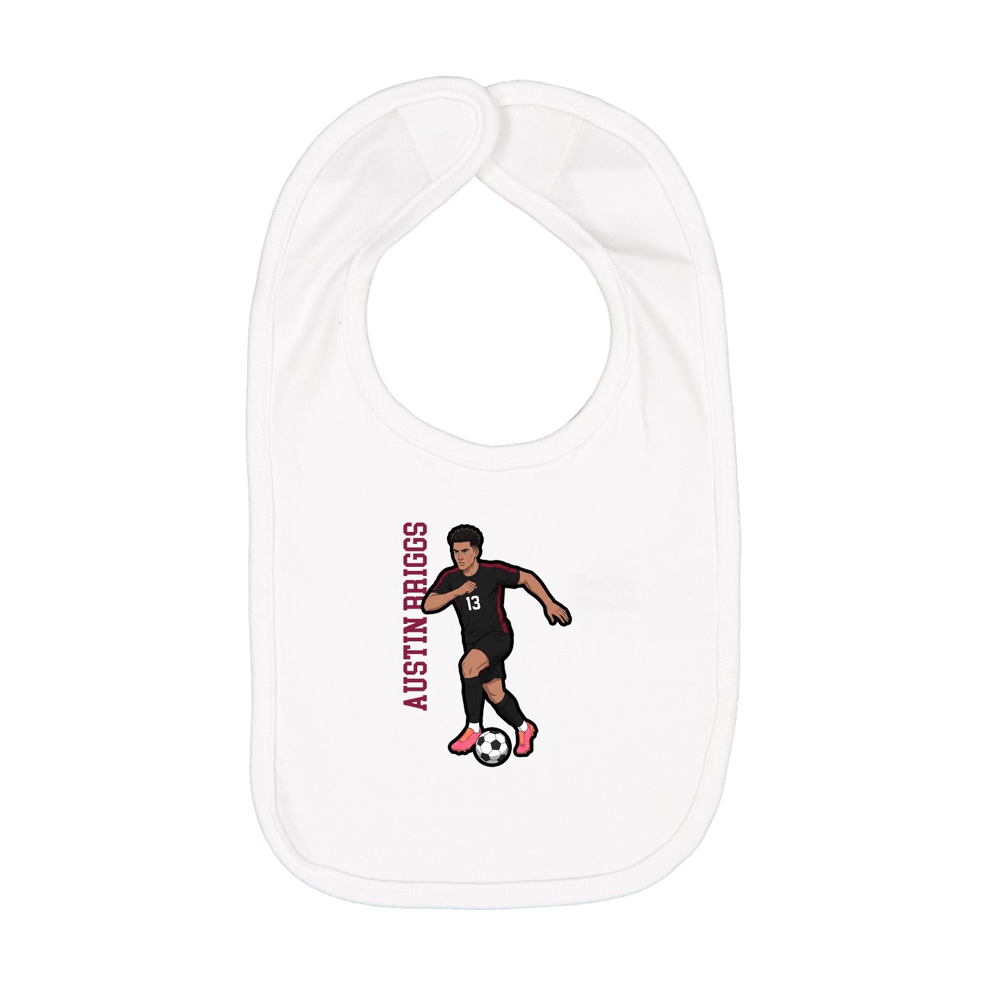 Infant Bib — Name Vertical in White