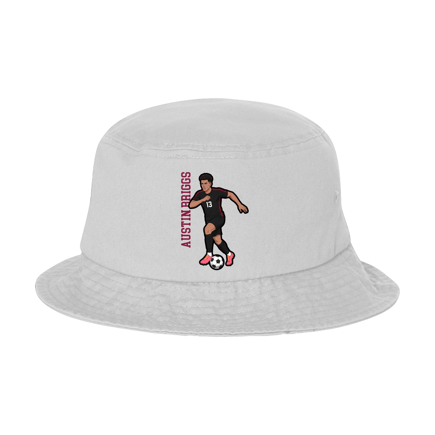 Bucket Cap — Name Vertical in White