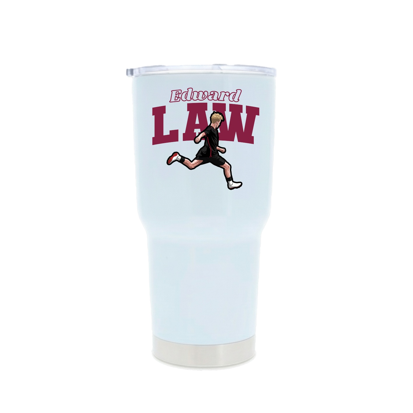 30oz Stainless Steel Tumbler — Name Arch in White