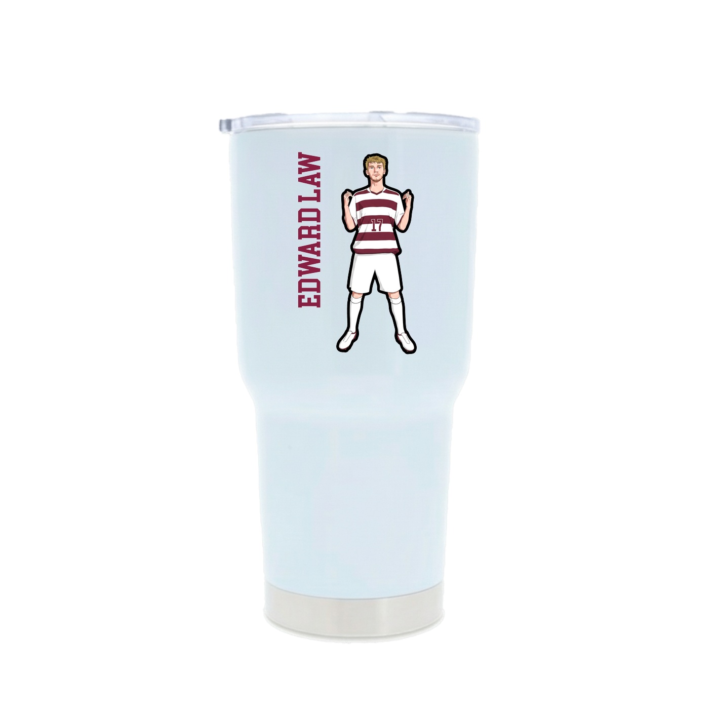 30oz Stainless Steel Tumbler — Name Vertical in White