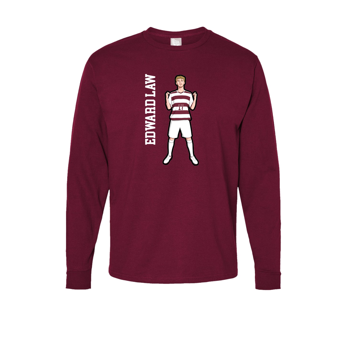 Long Sleeve Tee — Name Vertical in Cardinal