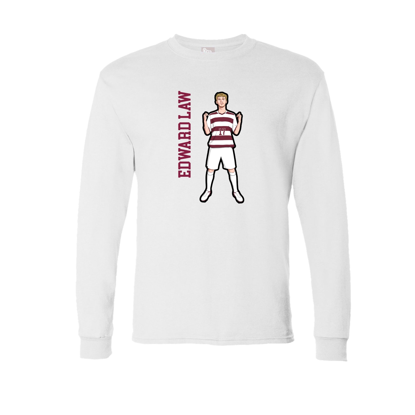 Long Sleeve Tee — Name Vertical in White