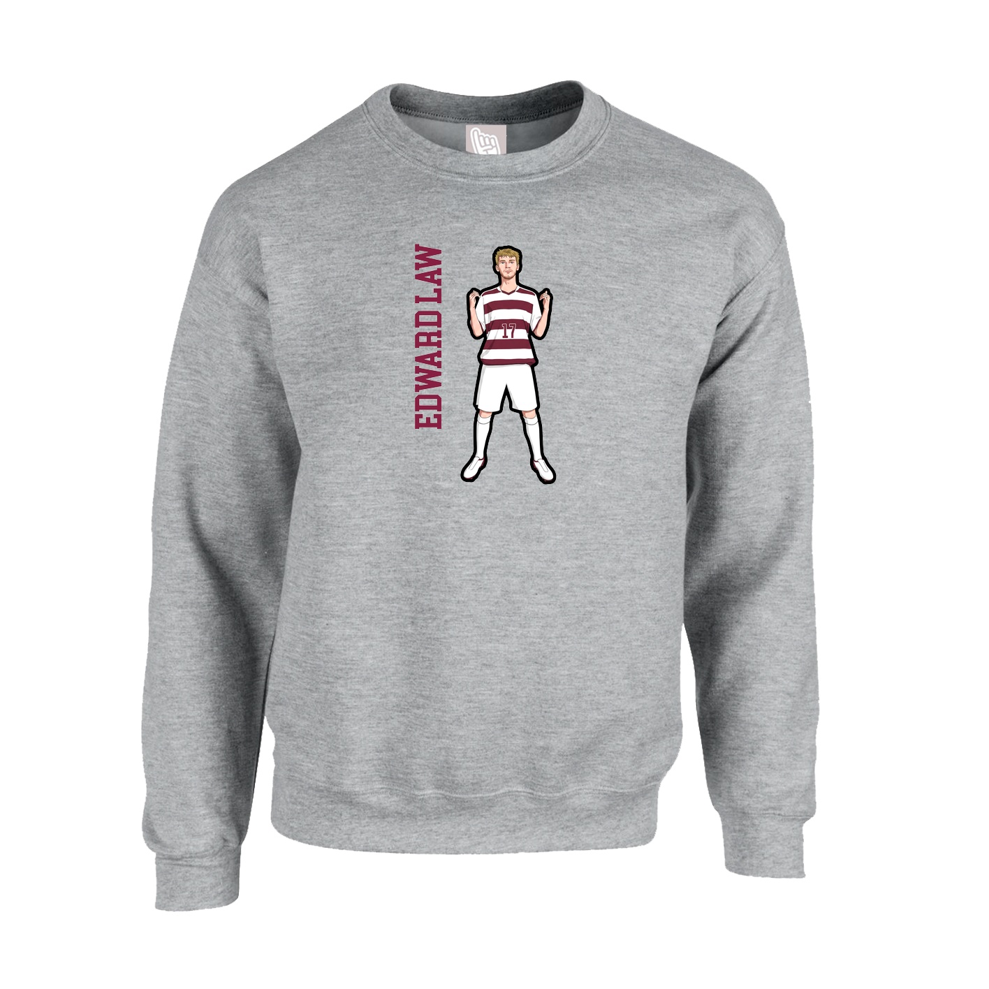 Fleece Crew — Name Vertical in Grey