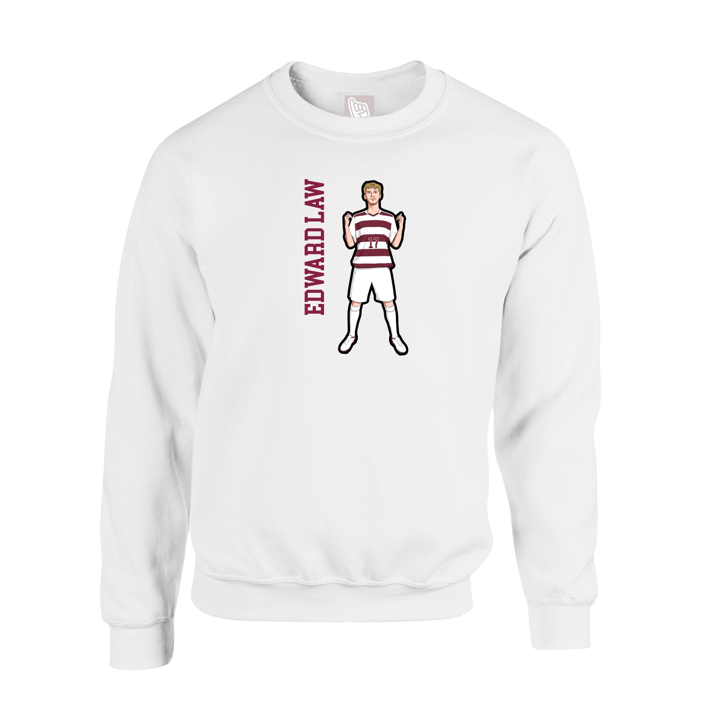 Fleece Crew — Name Vertical in White