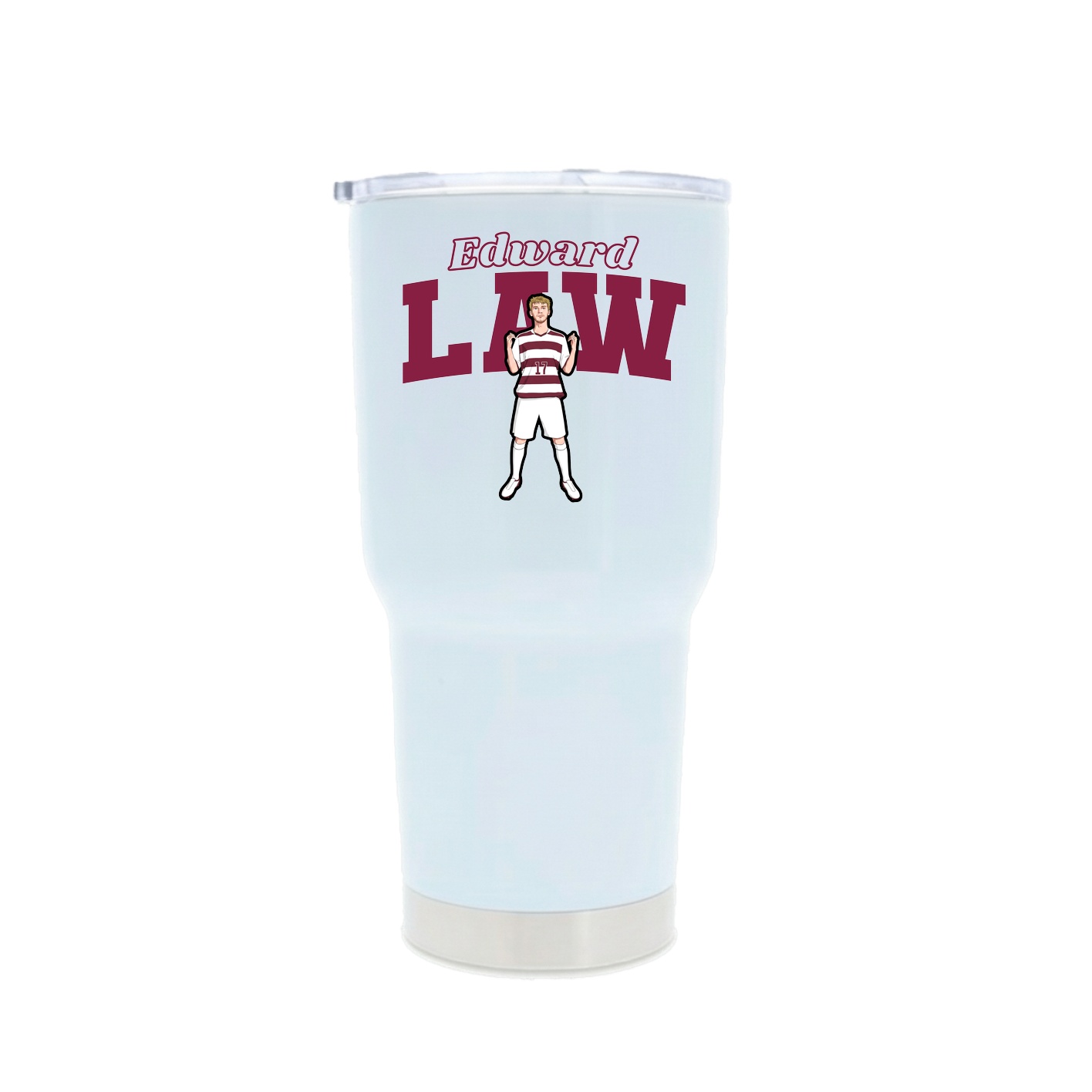 30oz Stainless Steel Tumbler — Name Arch in White