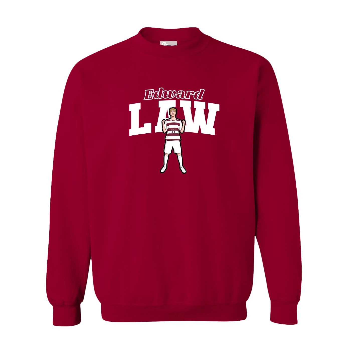 Fleece Crew — Name Arch in Cardinal