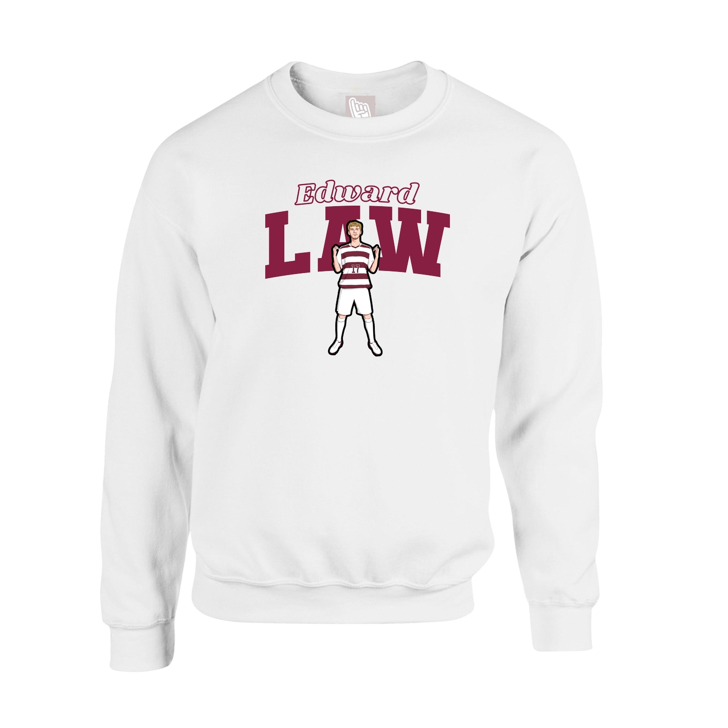 Fleece Crew — Name Arch in White