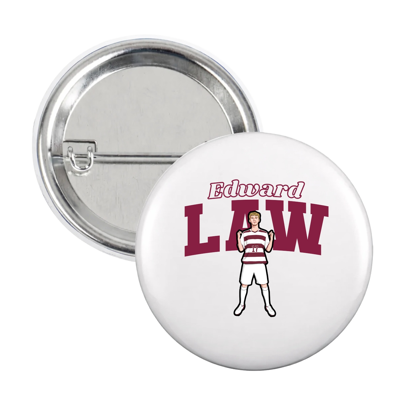 Game Day Button — Name Arch in White