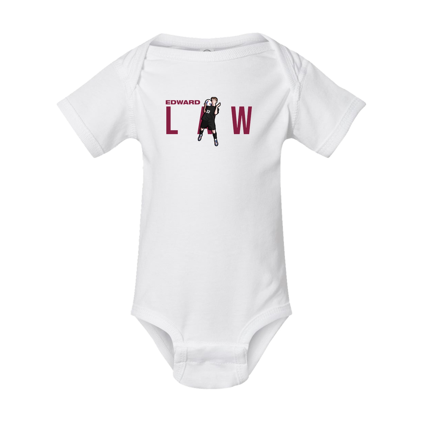 Baby Onesie — Player Name in White