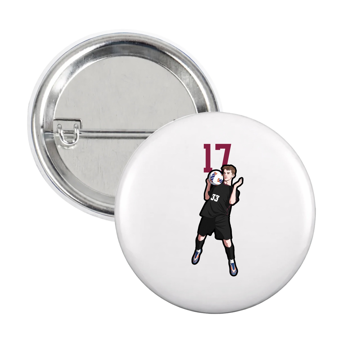 Game Day Button — Number Top in White